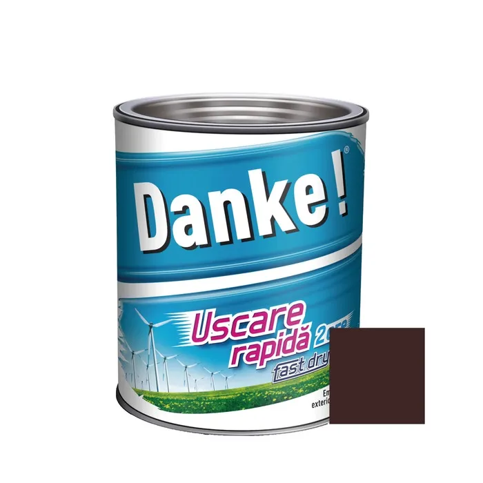 Vopsea alchidica pentru lemn / metal, Danke! Uscare Rapida, interior / exterior, maro ciocolatiu, 0.75 L