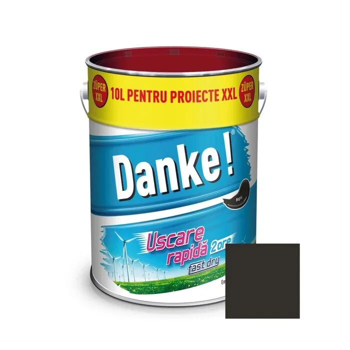 Vopsea alchidica pentru lemn / metal, Danke! Uscare Rapida, interior / exterior, negru, 10 L