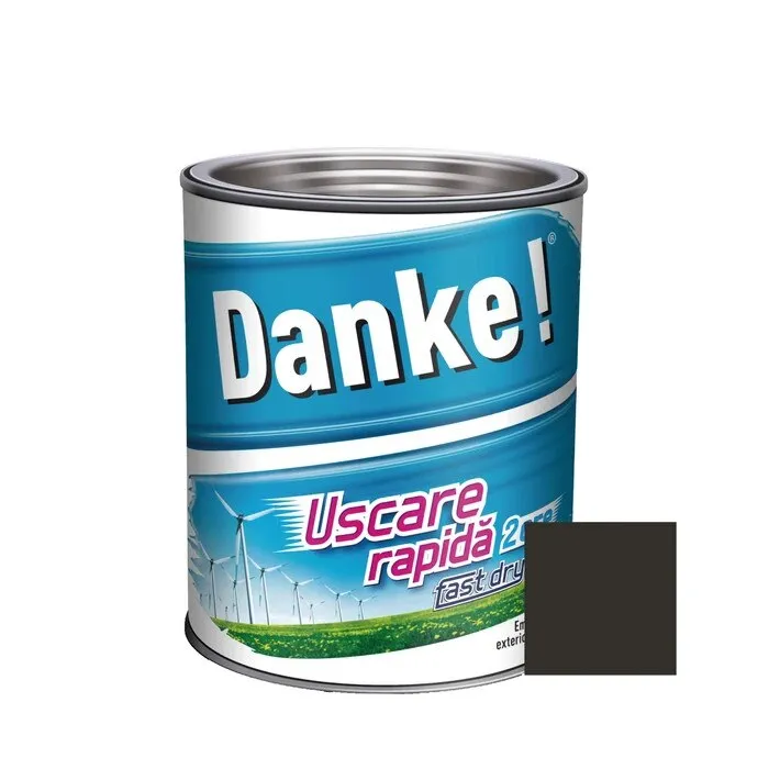 Vopsea alchidica pentru lemn / metal, Danke! Uscare Rapida, interior / exterior, negru, 2.5 L