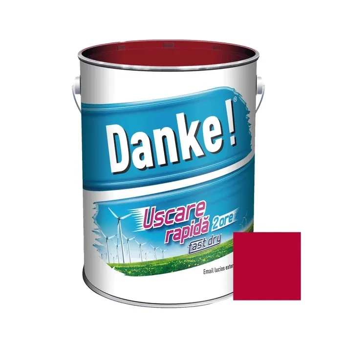 Vopsea alchidica pentru lemn / metal, Danke! Uscare Rapida, interior / exterior, rosu aprins, 4 L