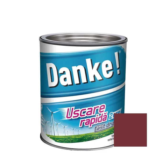 Vopsea alchidica pentru lemn / metal, Danke! Uscare Rapida, interior / exterior, rosu oxid, 0.75 L