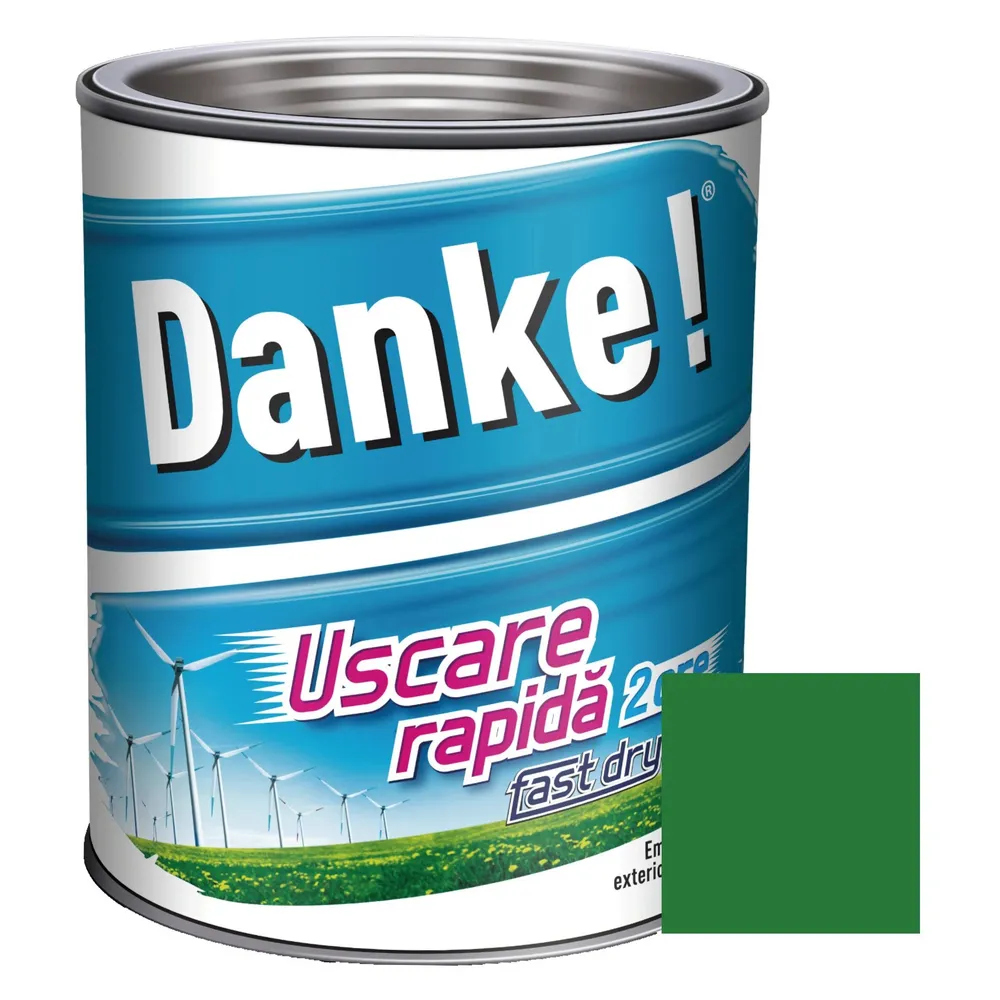 Vopsea alchidica pentru lemn / metal, Danke! Uscare Rapida, interior / exterior, verde deschis, 0.75 L