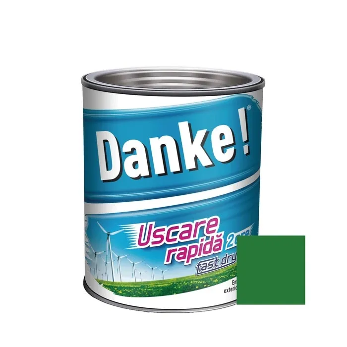 Vopsea alchidica pentru lemn / metal, Danke! Uscare Rapida, interior / exterior, verde inchis, 2.5 L
