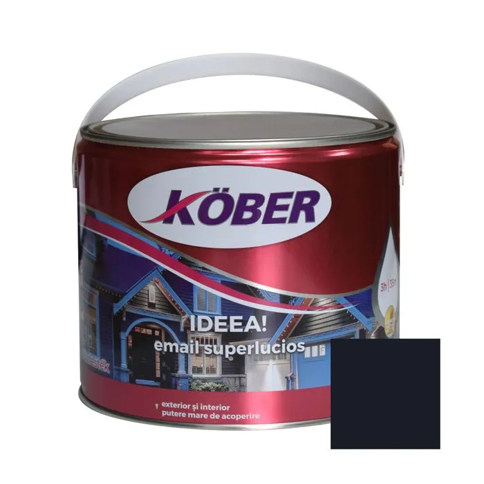 Vopsea alchidica pentru lemn / metal, Kober Ideea, interior / exterior, gri antracit, 2.5 L