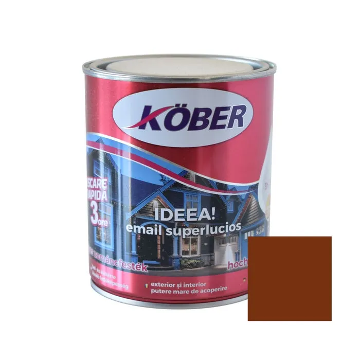 Vopsea alchidica pentru lemn / metal, Kober Ideea, interior / exterior, maro / brun orange RAL 8023, 0.75 L