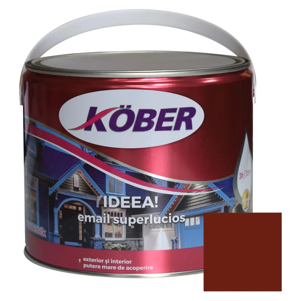 Vopsea alchidica pentru lemn / metal, Kober Ideea, interior / exterior, maro roscat, 2.5 L