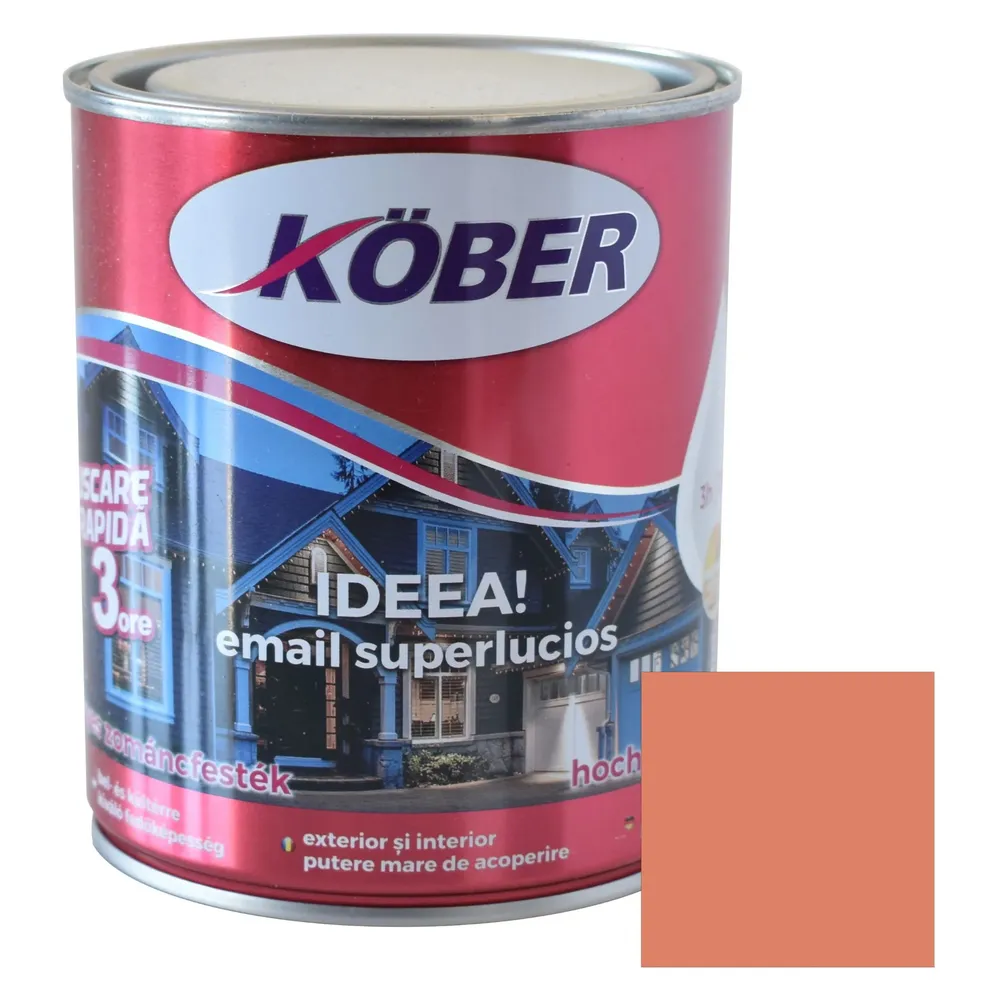Vopsea alchidica pentru lemn / metal, Kober Ideea, interior / exterior, orange, 0.75 L