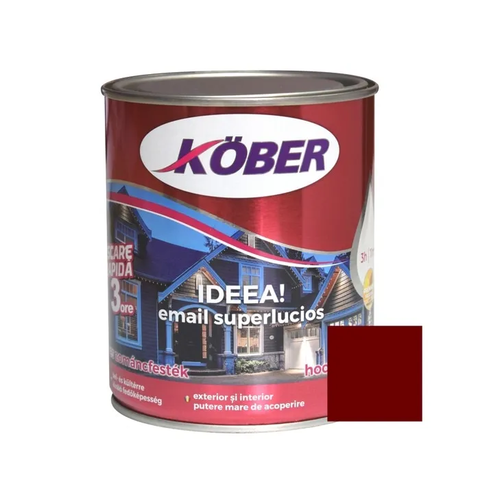 Vopsea alchidica pentru lemn / metal, Kober Ideea, interior / exterior, rosu, 0.75 L