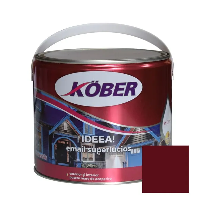 Vopsea alchidica pentru lemn / metal, Kober Ideea, interior / exterior, rosu vin, 2.5 L