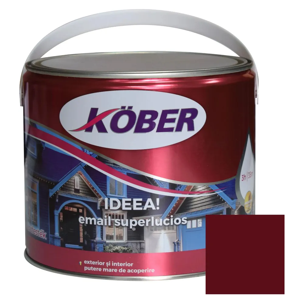Vopsea alchidica pentru lemn / metal, Kober Ideea, interior / exterior, rosu vin, 2.5 L