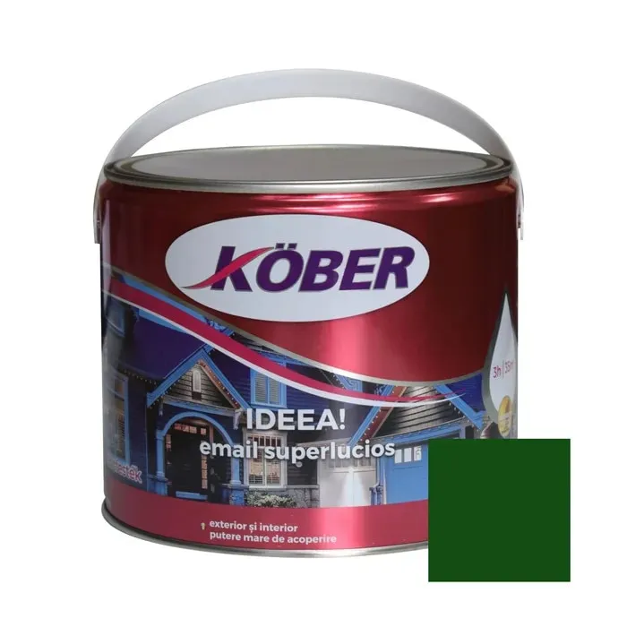 Vopsea alchidica pentru lemn / metal, Kober Ideea, interior / exterior, verde luminos, 2.5 L