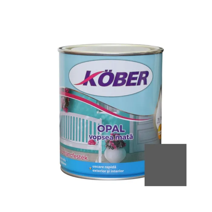 Vopsea alchidica pentru lemn / metal, Kober Opal, interior / exterior, gri antracit, 2.5 L