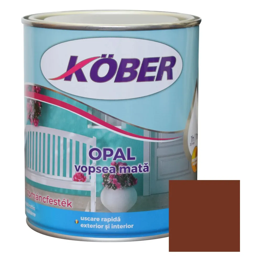 Vopsea alchidica pentru lemn / metal, Kober Opal, interior / exterior, maro ciocolata, 2.5 L
