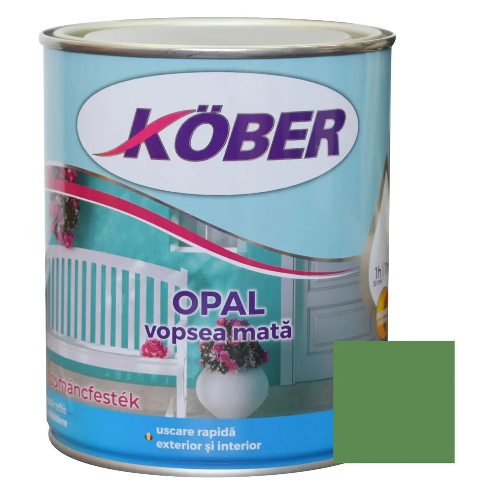 Vopsea alchidica pentru lemn / metal, Kober Opal, interior / exterior, verde reseda, 0.75 L
