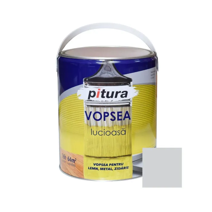 Vopsea alchidica pentru lemn / metal, lucioasa, Pitura, interior / exterior, gri deschis V53810, 4 L