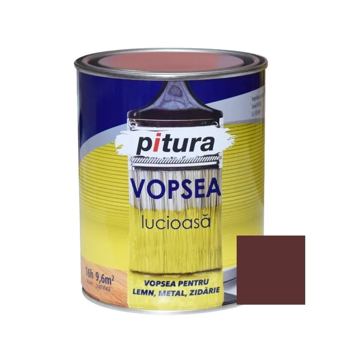 Vopsea alchidica pentru lemn / metal, lucioasa, Pitura, interior / exterior, gri metal, 0.6 L