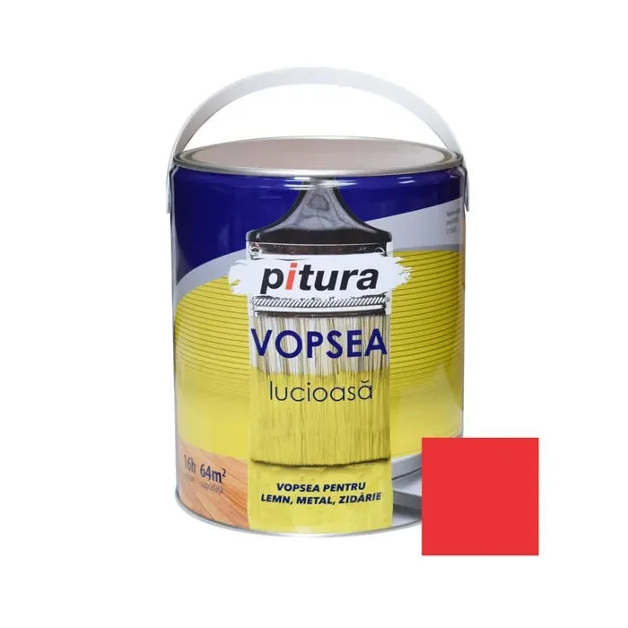 Vopsea alchidica pentru lemn / metal, lucioasa, Pitura, interior / exterior, rosu inchis V53260, 4 L