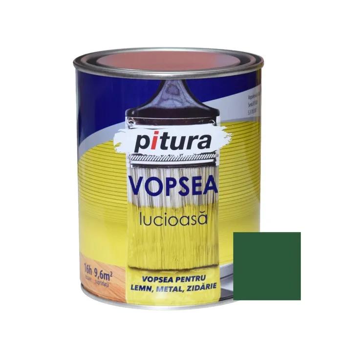 Vopsea alchidica pentru lemn / metal, lucioasa, Pitura, interior / exterior verde V53551, 0.6 L