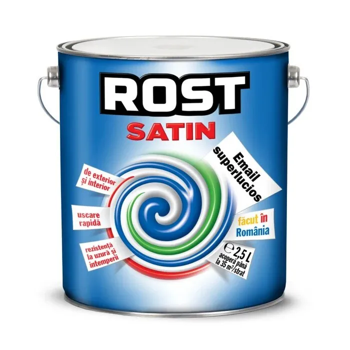 Vopsea alchidica pentru lemn / metal, Rost, interior / exterior, alb, 2.5 L