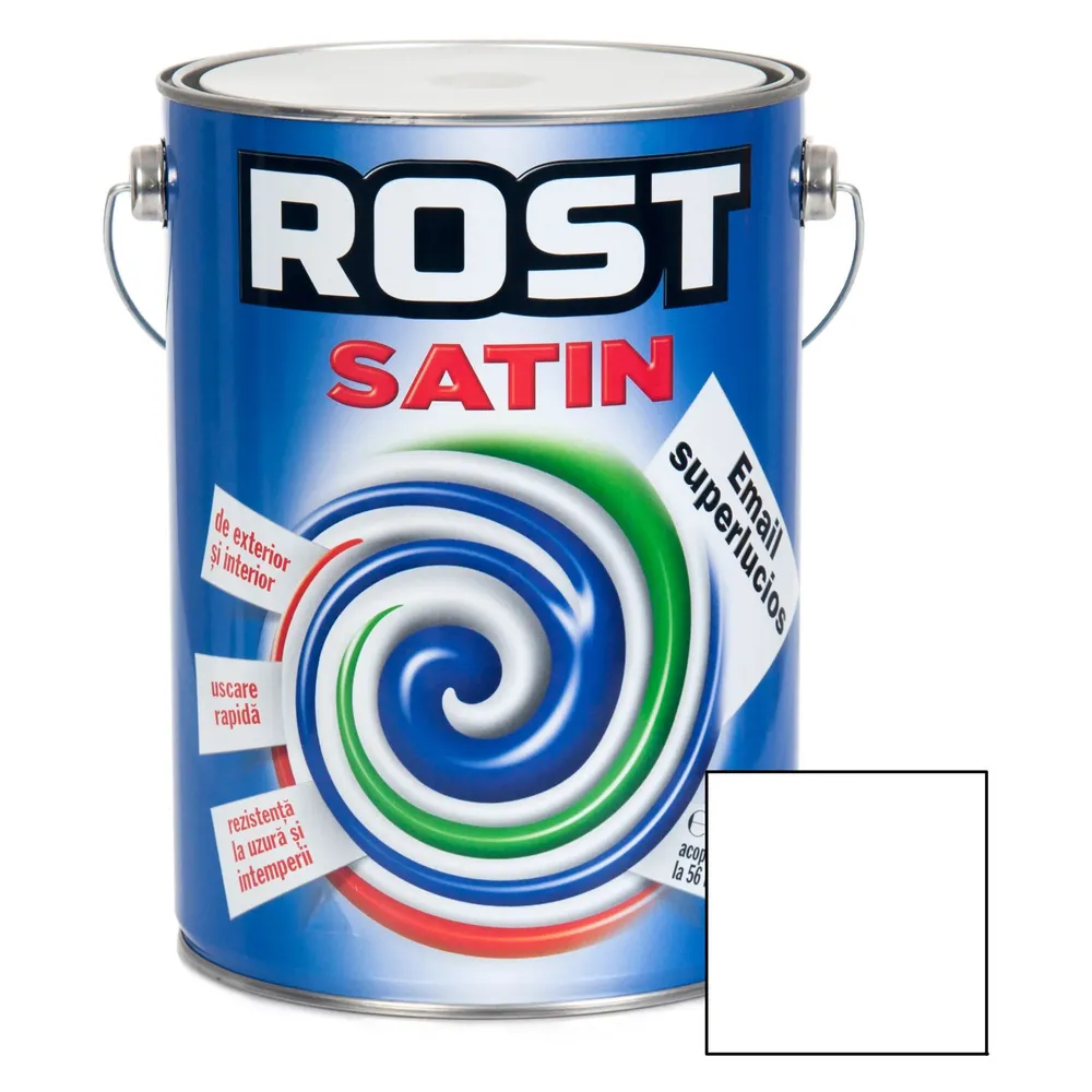 Vopsea alchidica pentru lemn / metal, Rost Satin, interior / exterior, alb, 4 L