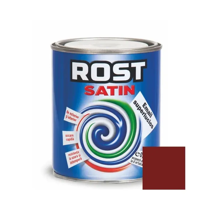 Vopsea alchidica pentru lemn / metal, Rost Satin, interior / exterior, visiniu, 0.6 L