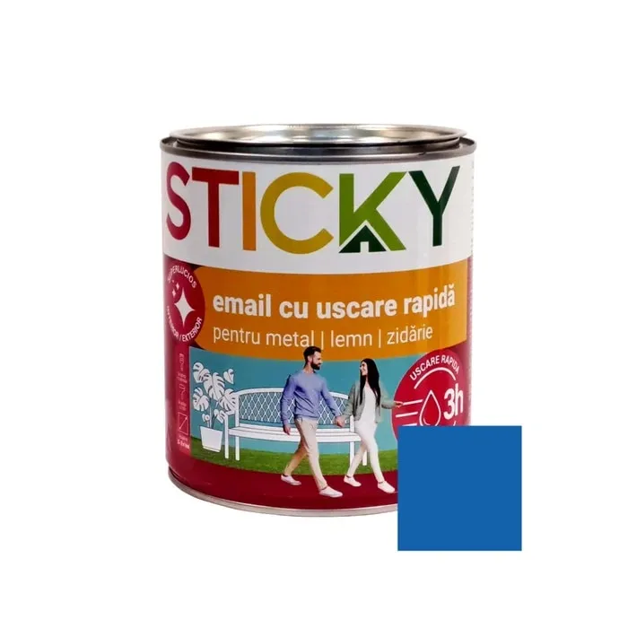 Vopsea alchidica pentru lemn / metal, Sticky uscare rapida, interior / exterior, albastru cobalt, 2.5 L