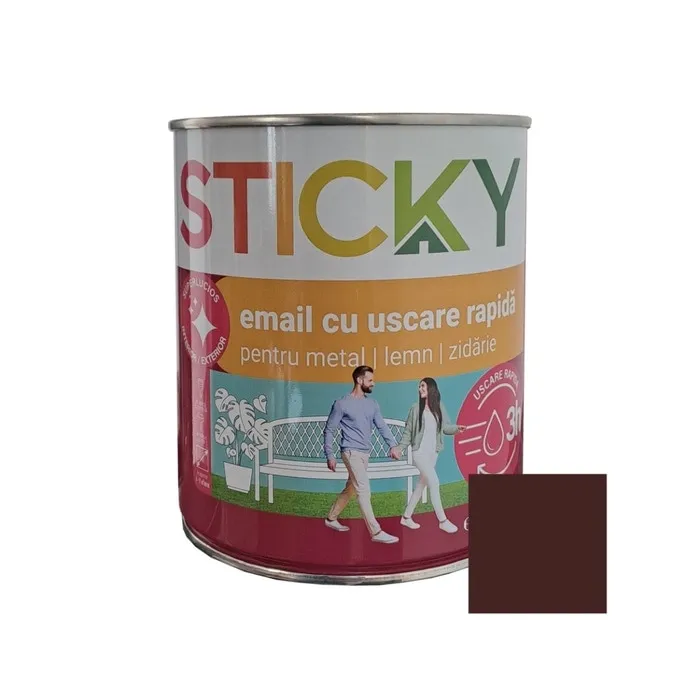 Vopsea alchidica pentru lemn / metal, Sticky uscare rapida, interior / exterior, gri luminos, 0.75 L
