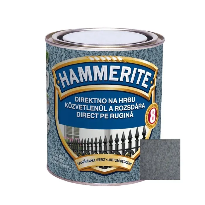 Vopsea alchidica pentru metal Hammerite - lovitura de ciocan, interior / exterior, cenusiu, 2.5 L