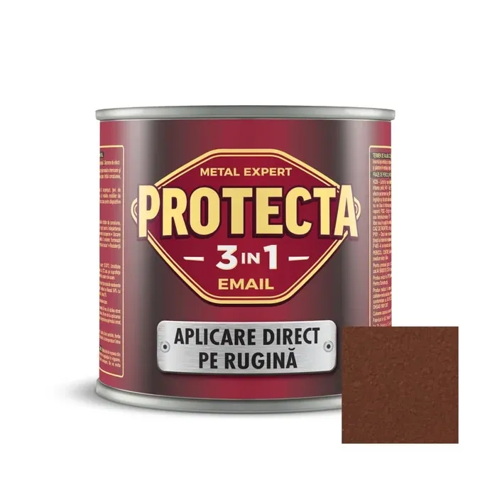 Vopsea alchidica pentru metal, Protecta 3 in 1 direct pe rugina, interior / exterior, cupru vechi, 0.5 L