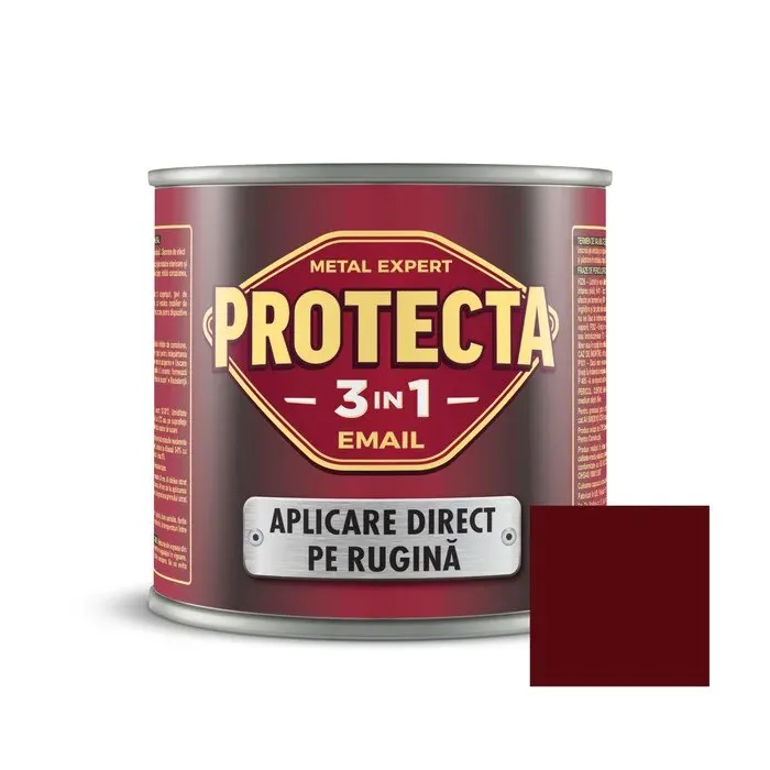 Vopsea alchidica pentru metal, Protecta 3 in 1, interior / exterior, maro inchis, 0.5 L