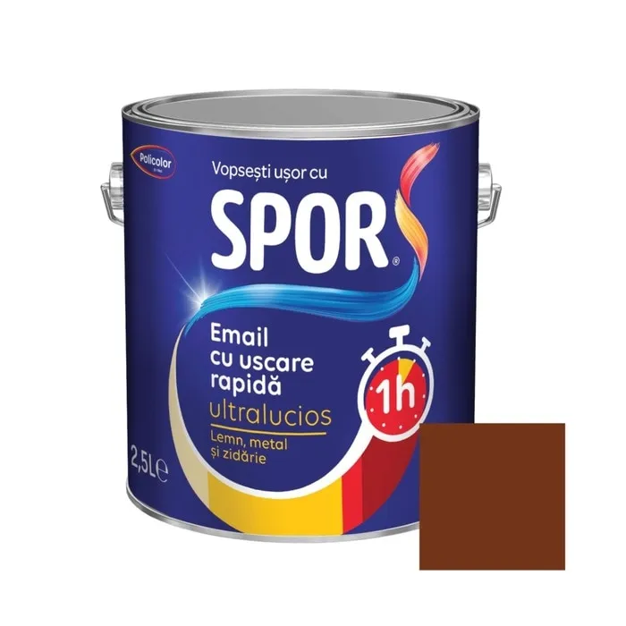 Vopsea alchidica pentru metal, Spor, cu uscare, rapida, ultralucios, interior / exterior, crem, 2.5 L