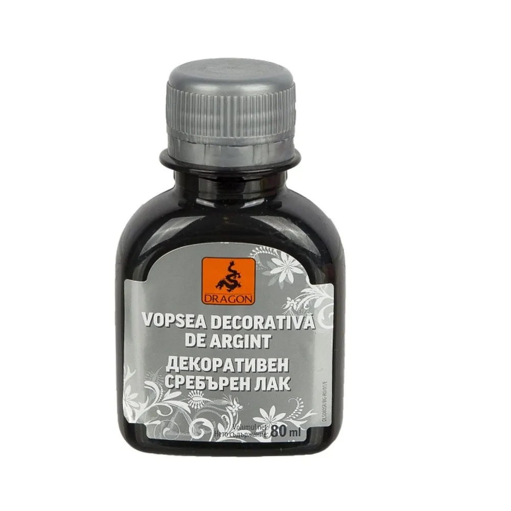 Vopsea Dragon, decorativa, argintiu, aspect satinat, 80 ml