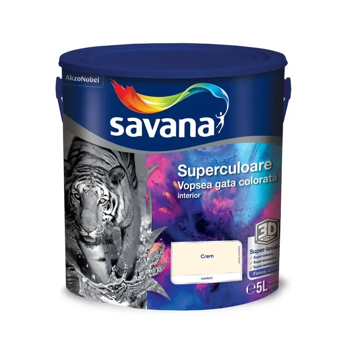Vopsea gata colorata interior, Savana Superculoare crem - confort, 5 L