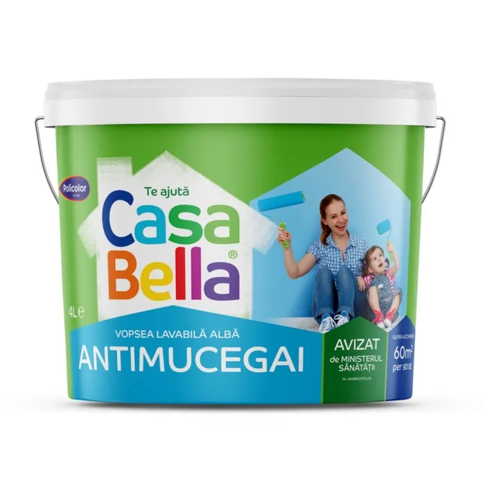 Vopsea lavabila interior, Casabella antimucegai alba, 4 L
