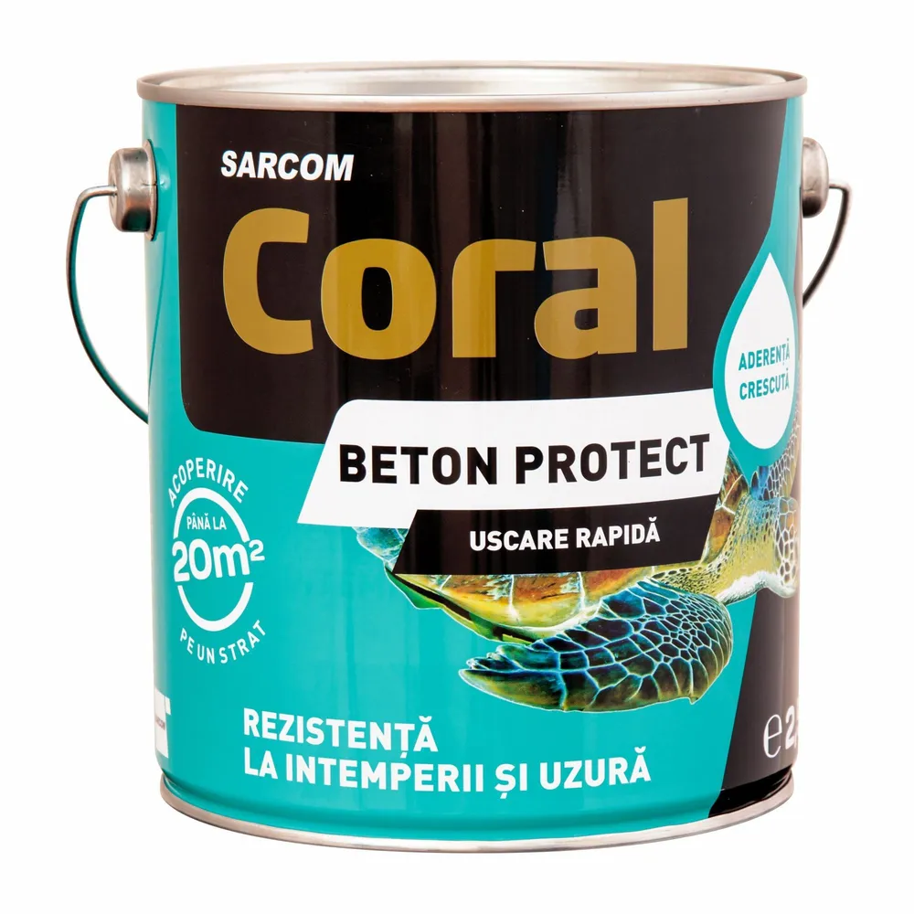 Vopsea pe baza de solvent Coral Beton Protect, maro ciocolatiu, aspect mat, 2.5 L