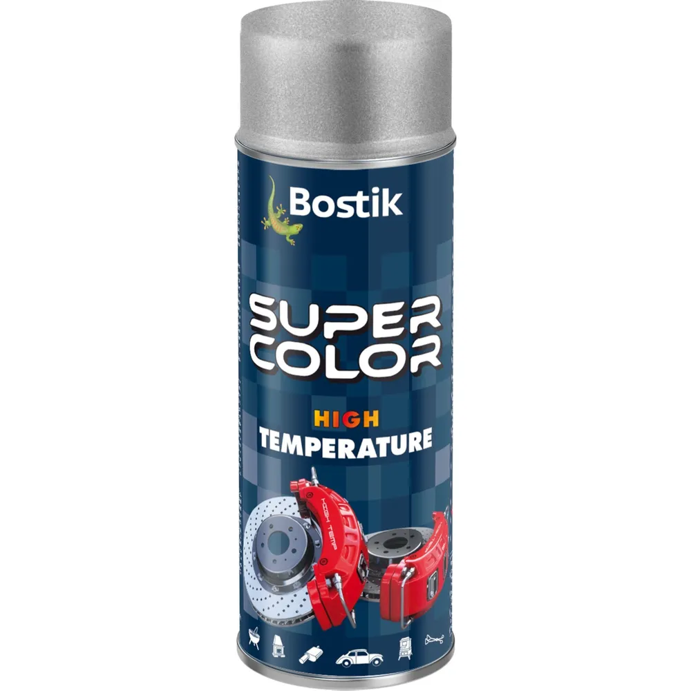 Vopsea spray Den Braven Super Color, pentru temperaturi inalte, aluminiu, mat, 400 ml