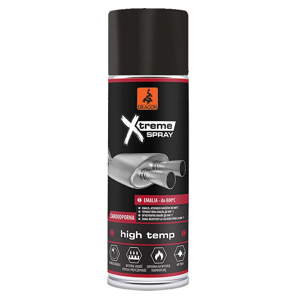 Vopsea spray Dragon, pentru temperaturi inalte, negru, mat, 400 ml