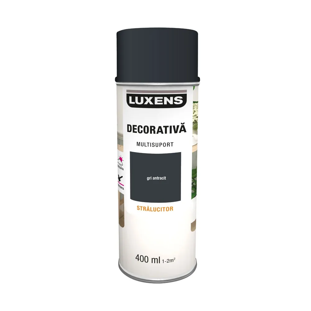 Vopsea spray Luxens, decorativa, gri antracit, lucios, 400 ml