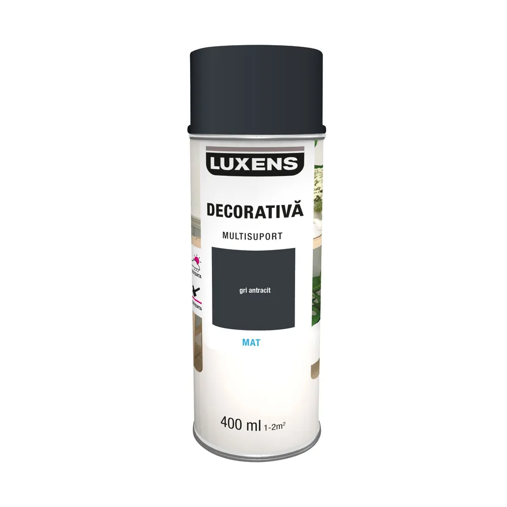 Vopsea spray Luxens, decorativa, gri antracit, mat, 400 ml