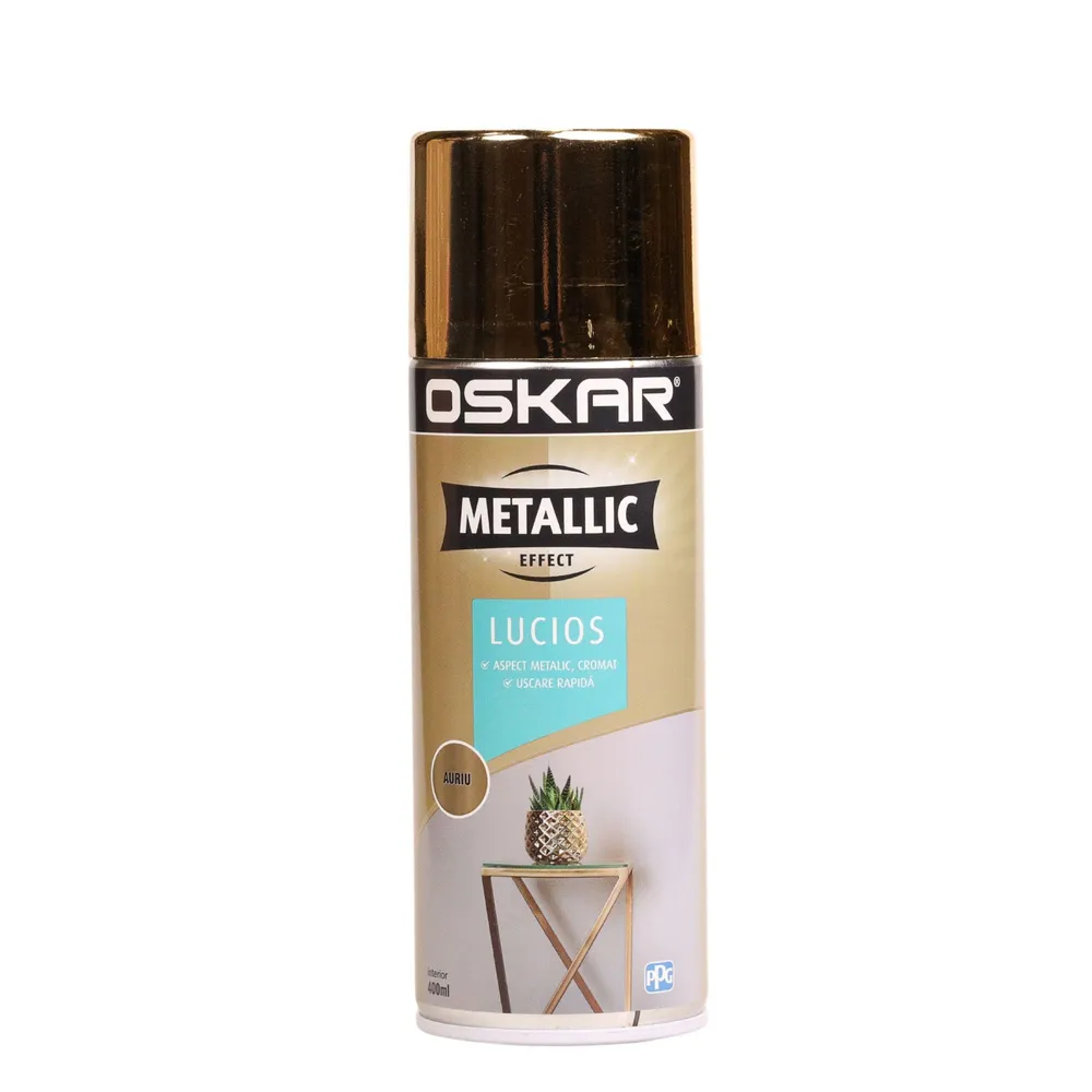 Vopsea spray Oskar Metallic Effect, auriu, lucios, 400 ml