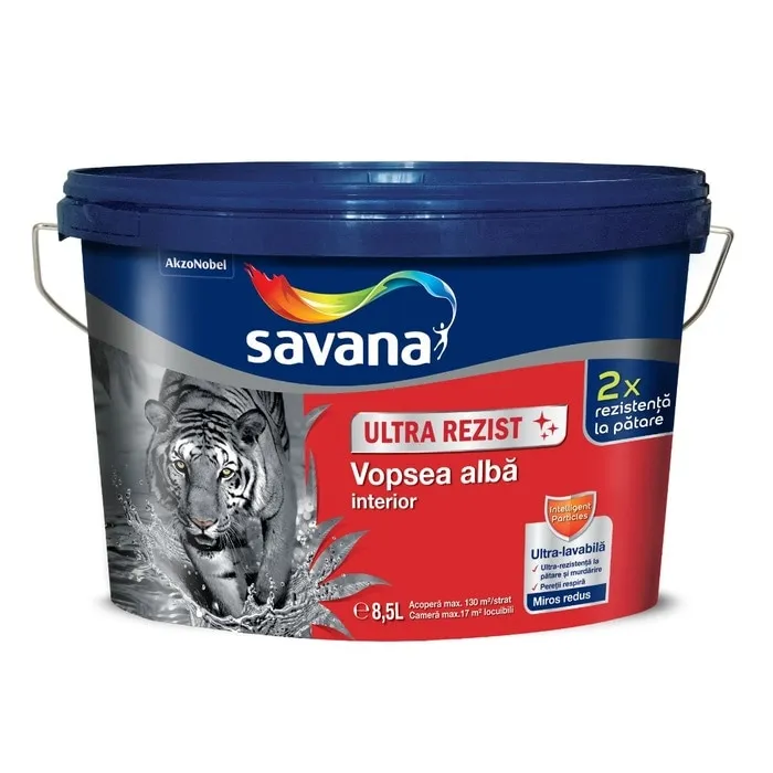 Vopsea ultra-lavabila interior, Savana Ultra Rezist alba, 8.5 L